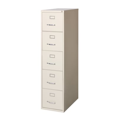 Hirsh Commercial 5-Drawer Vertical File Cabinet, Letter Size, Lockable, 61.375H x 15W x 26.5D, Putty (17777)