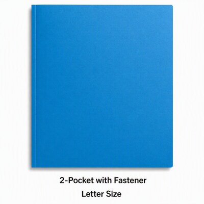 Staples Matte Plastic 2-Pocket Portfolio Folder with Fasteners, Letter Size, Durable and Flexible, Blue