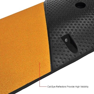 Global Industrial 72" Portable Rubber Speed Bump, Black w/ Yellow Stripes (708109)