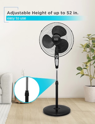 Black & Decker 18" Oscillating Pedestal Fan with Remote, 3-Speed, Black (BDSF18MB)