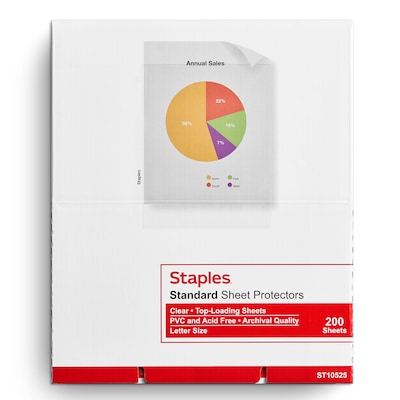 Staples Sheet Protectors, 8.5 x 11 - Top-Loading Clear Page Protectors, 2.4 Mil Standard Weight, 2