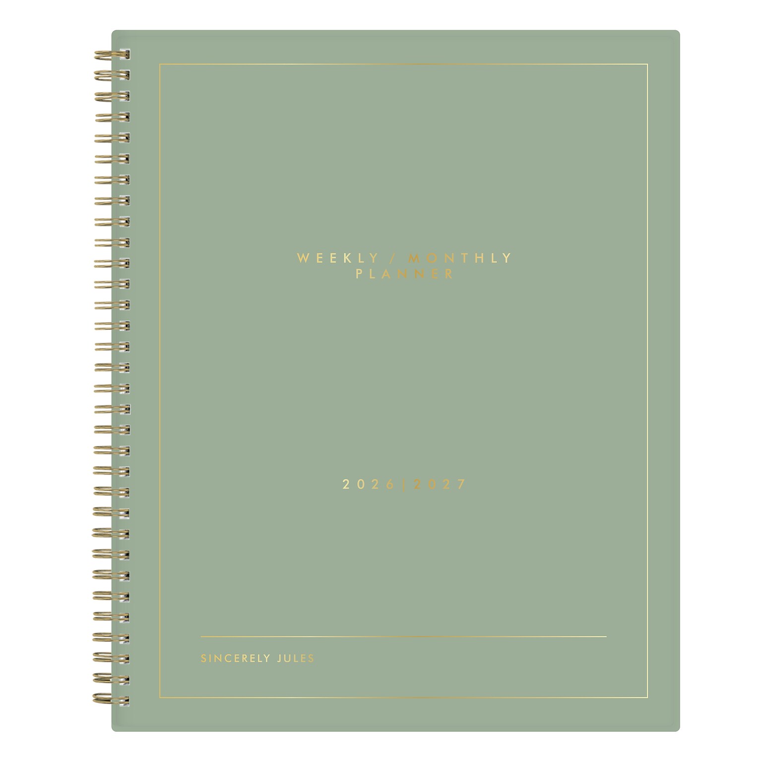 2026-2027 Blue Sky Sincerely Sage 8.5 x 11 Academic Year Weekly & Monthly Planner, Plastic Cover, Sincerely Sage (159085)