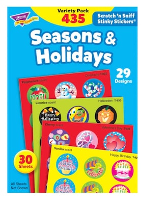 Trend Seasons & Holidays Scratch & Sniff Stickers, Assorted Colors, 435/Pack (T580M)