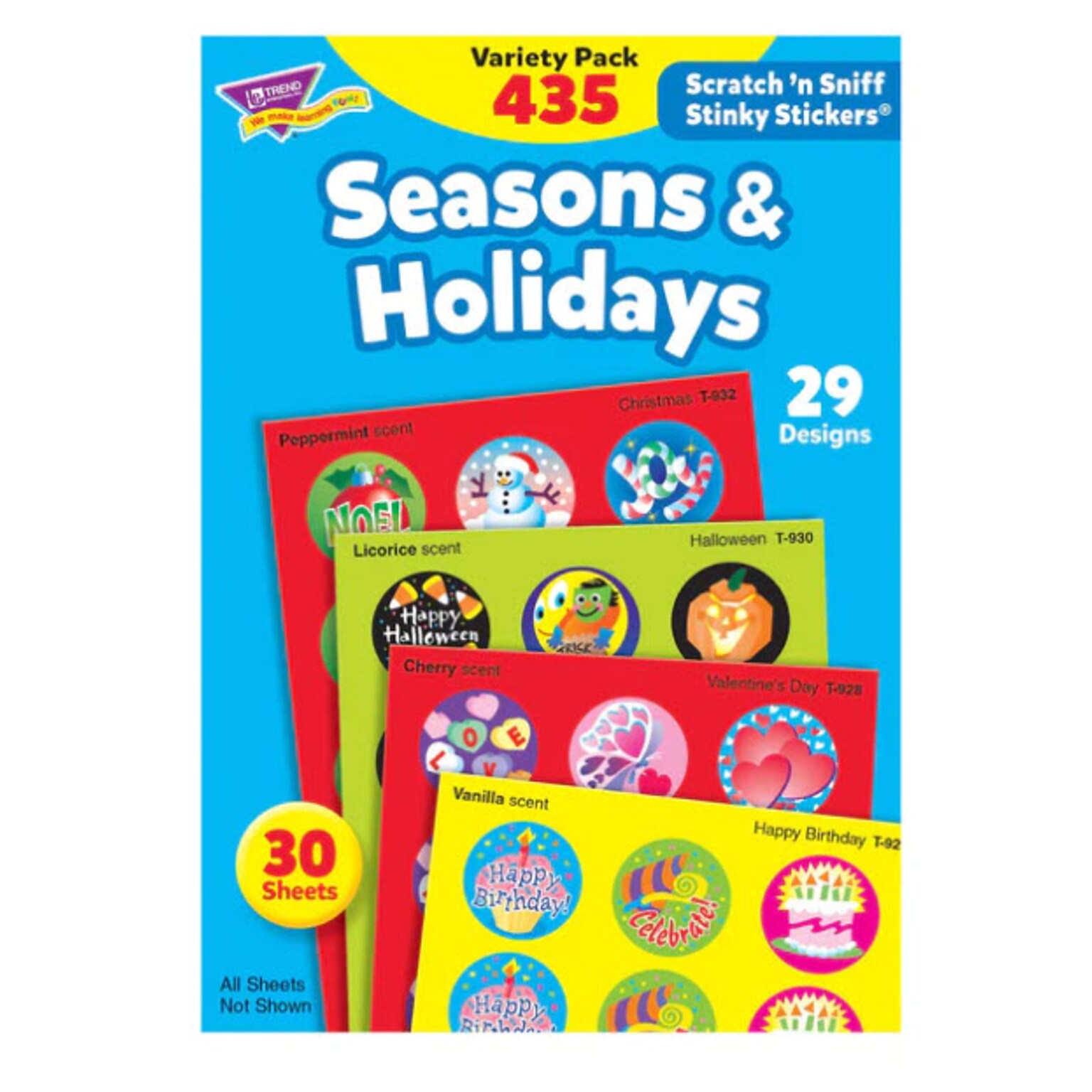 Trend Seasons & Holidays Scratch & Sniff Stickers, Assorted Colors, 435/Pack (T580M)