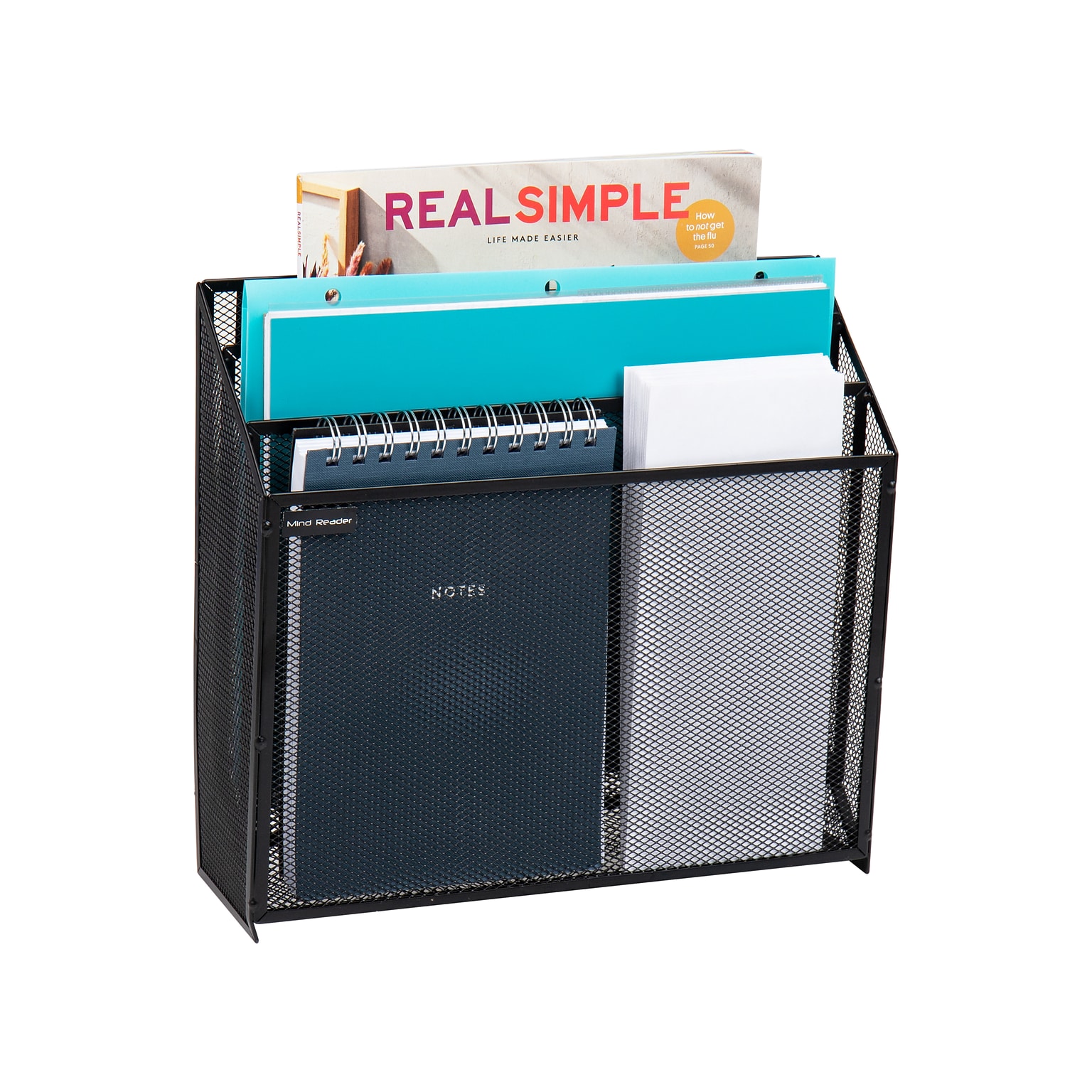 Mind Reader 3-Pocket Metal Mesh Mountable Wall File, Letter Size, Black (WAFIST3-BLK)