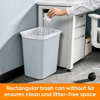 Coastwide Professional™ Indoor Trash Can Without Lid, Gray Soft Molded Plastic, 7 Gallon (CW56431)