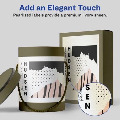 Avery Pearlized Ivory Rectangle Multipurpose Labels, 8.5 x 11, Ivory, 25/Pack (94269)