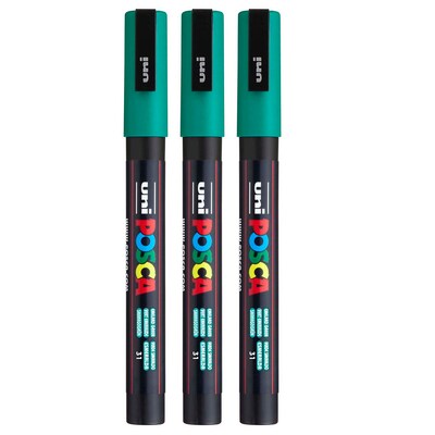 POSCA PC-3M Water based Paint Marker, Fine Bullet Tip, Emerald Green, 3/PK (UBCPC3MEMERALDGREEN-3)