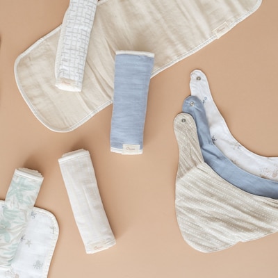 Crane Baby Cove Baby Burp Cloth Set, 3-Piece, Ocean (BC-160BCS-2)