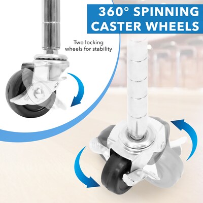 Mount-It! 5-Tier Wire Shelving Unit with Wheels, Holds 88 lbs per shelf, Silver (MI-7862)