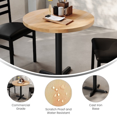 Flash Furniture Bennett 30" Round Wooden Dining Table, Natural Top/Black Base (GSFRD30NTT2222)