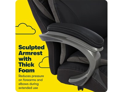 Serta Big & Tall Ergonomic Bonded Leather Swivel Executive Chair, Black (44954)