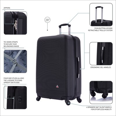 InUSA Royal 28" Hardside Suitcase, 4-Wheeled Spinner, TSA Checkpoint Friendly, Black (IUROY00L-BLK)