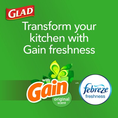 Glad ForceFlex Tall Kitchen Drawstring Trash Bags, 13 Gallon, White, Gain Original scent, 80/Box (78750)