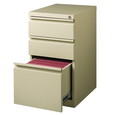 Hirsh 20 Mobile Pedestal File Cabinet, 3 Drawer Box-File, Letter Width, Putty (18574)