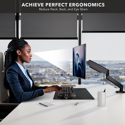 Mount-It! Adjustable Single Monitor Desk Mount with Gas Spring Arm, Up to 32" Monitor, Black (MI-1881BLK)