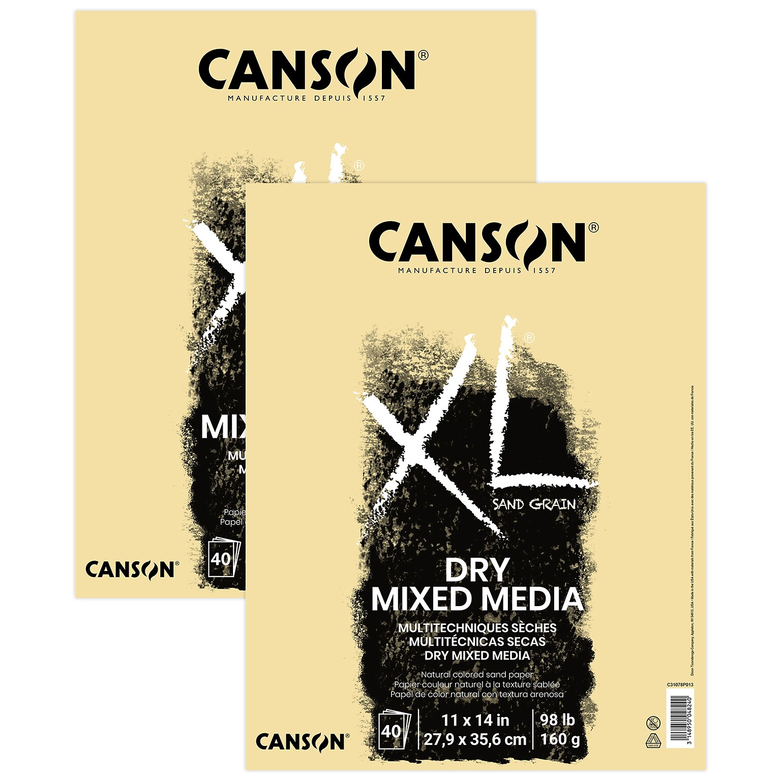 Canson XL Series 11 x 14 Mixed Media Sketch Pad, 10 Sheets/Pad, 2/Bundle (MCXC31078P013-2)