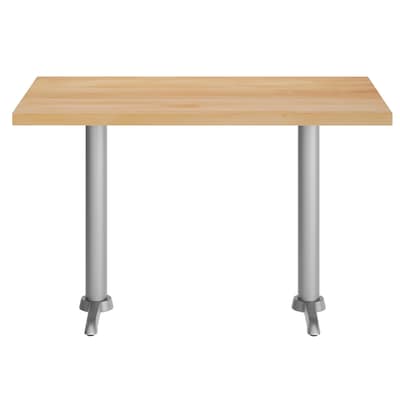 Flash Furniture Bennett Wooden Commercial Indoor Table, 48" x 30", Natural Top/Silver Base (GSF3048NTT0522S)