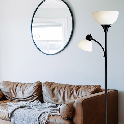 Newhouse Lighting William Double Mother-Son Torchiere Floor Lamp, Black (NHFL-WI-BK)