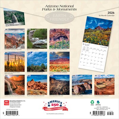 2026 BrownTrout Arizona National Parks & Monuments 12 x 12 Monthly Wall Calendar (9798330702138)