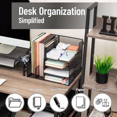 Mind Reader Metal Desk Organizer, Black (FOLDFILE-BLK)