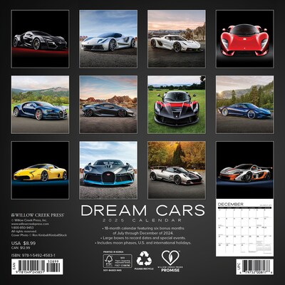 2025 Willow Creek Dream Cars 7 x 7 Yearly Wall Calendar (45831)