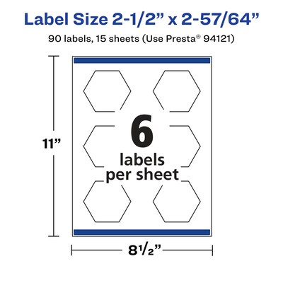 Avery Laser/Inkjet Decorative Edge Multipurpose Labels, 2-1/2" x 2-57/64", White, 90 Labels/Pack (94121)