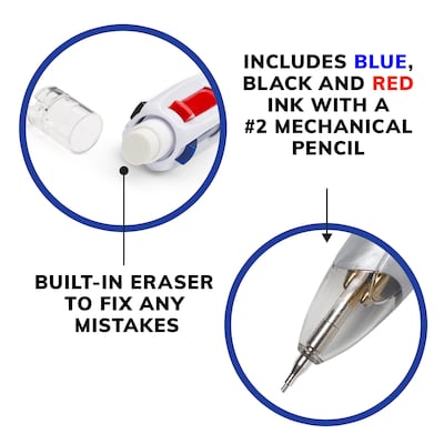 BIC 4 Color Retractable 3+1 Ballpoint Pen and Mechanical Pencil, Medium Point (MMLP1AST)
