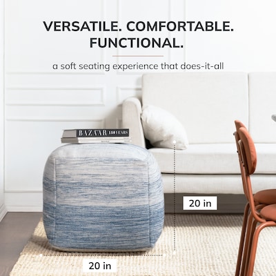 Anji Mountain Bar Harbor Fabric Square Pouf Ottoman (AMBPF035-1818)