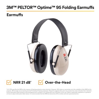 Peltor Optime 95 Folding Over-the-Head H6F/V Earmuffs, NRR 95 dB, Beige (MMMH6FV)