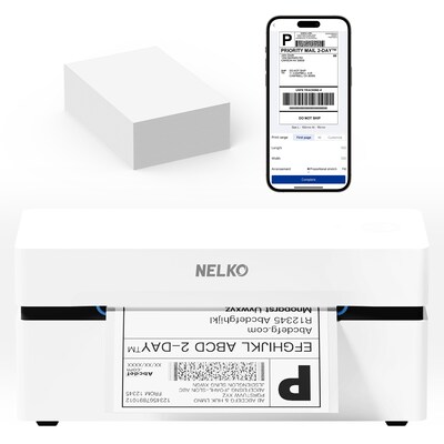 Nelko PL80E Bluetooth Thermal Label Printer, Black (P80EBK-4 x 6W-500S)