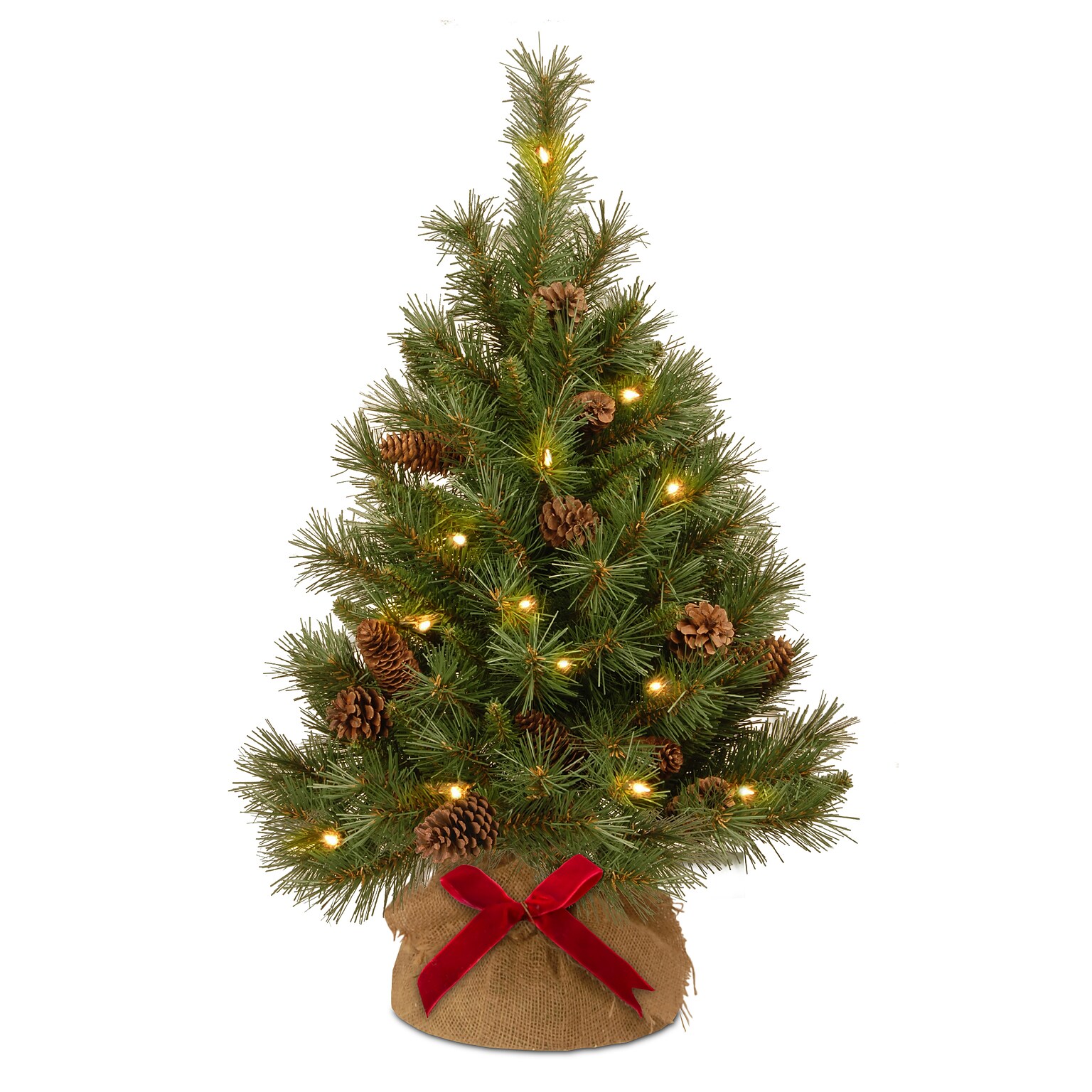 National Tree Company 3 Pine Cone Tree in Burlap Base with LED Lights (PC3-3BP-B-1)