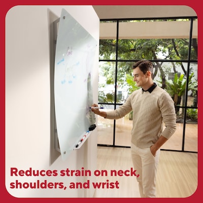TRU RED™ Ergonomic Curved Magnetic Glass Dry-Erase Whiteboard, 4' x 3' (TR62094)