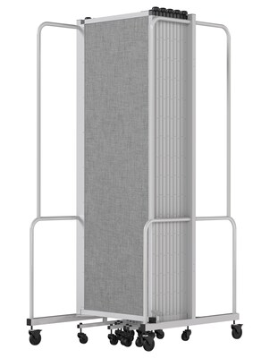 National Public Seating Robo Series 11-Panel Folding Mobile Room Divider, 72"H x 256"W, Grey Fabric (RDG6-11PT02)