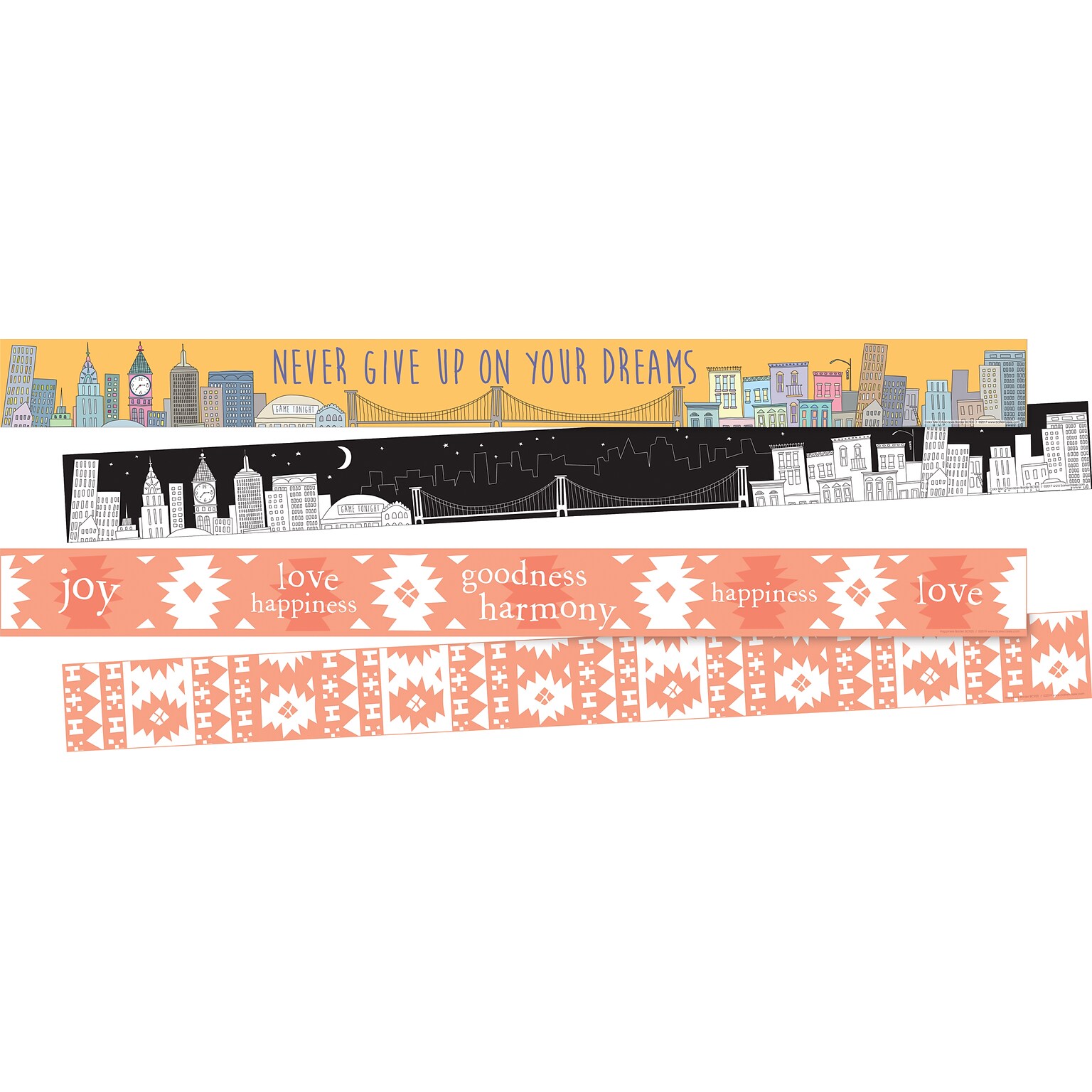 Barker Creek City Skyline Borders/Trim, 0.25 x 70, Assorted Colors, 24/Set (4040)
