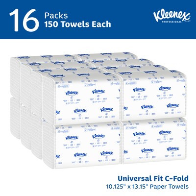 Kleenex Recycled C-Fold Paper Towels, 1-Ply, 150 Sheets/Pack, 16 Packs/Carton (01500)