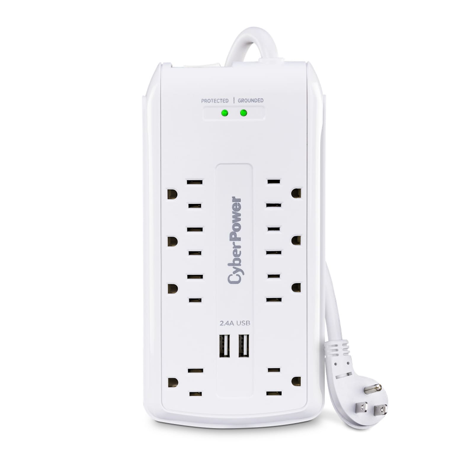 CyberPower Home Office 8-Outlet 2-USB Port Surge Protector, 6, 2700 Joules, White (P806U)