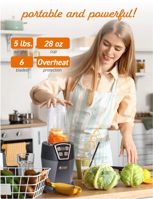 Commercial Chef 28 oz. Personal Power Blender, Black (CHPB40B)