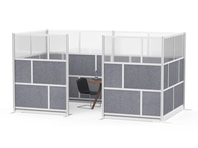 Luxor Modular Room Divider Add-On Wall, 48"H x 53"W, Gray PET/Frosted Acrylic (MW-5348-XFCG)