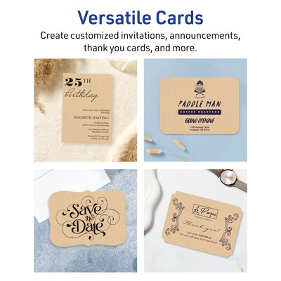 Avery Matte General Use Blank Cards, Kraft Brown, 100/Box (95348)