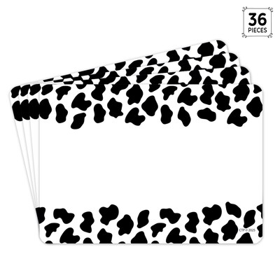 Creative Teaching Press Adhesive Farm Friends Cow Print School Name Tags, 3.5" x 2.5", 36/Pack, 3 Packs/Bundle (CTP11033-3)