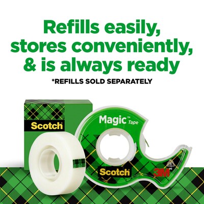 Scotch Magic Invisible Clear Tape With Dispenser, 0.75" x 8.33 yds., 1" Core, Transparent, 4 Rolls/Pack (SCOTCH4105)