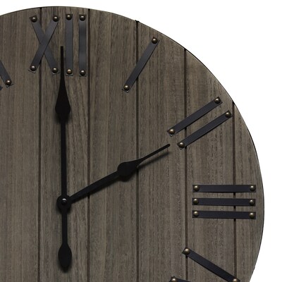 Elegant Designs Handsome 21" Rustic Farmhouse Wood Wall Clock, Rustic Gray (HG2004-RGY)