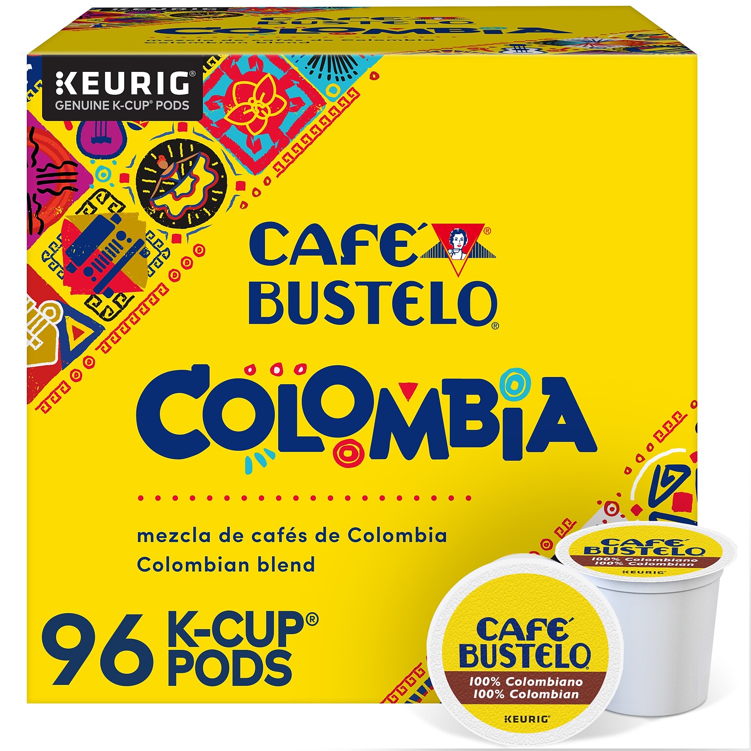 Cafe Bustelo 100% Colombian Coffee Keurig® K-Cup® Pods, Medium Roast, 96/Carton (112439)