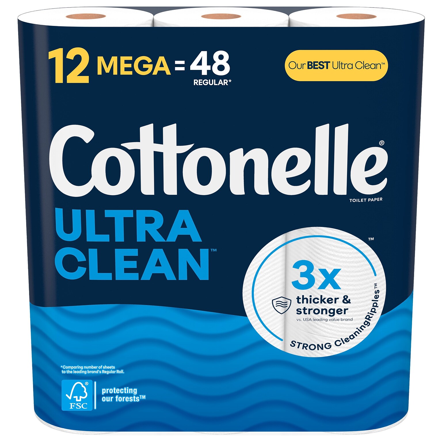 Cottonelle Ultra CleanCare 1-Ply Standard Toilet Paper, 312 Sheets/Roll, 12 Rolls/Case (47804)