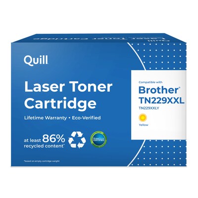 Quill TN229XXL Reman Yellow Extra High Yield Toner Cartridge Replaces Brother TN229XXLY, Prints up to 4,000 pages (QUL201691P)