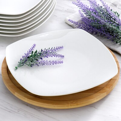 Elama Professional 10.75" Porcelain Dinner Plates, White, 12/Set (935121728M)
