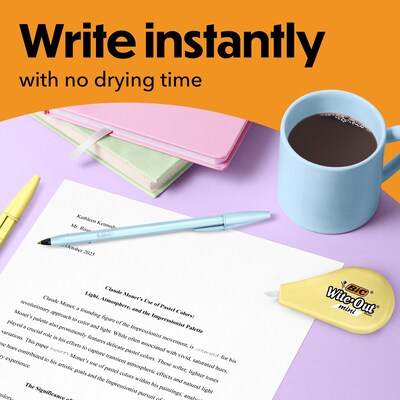 BIC Wite-Out Brand Mini Pastel Correction Tape, 6/Pack (WOTMAP6-WHI)