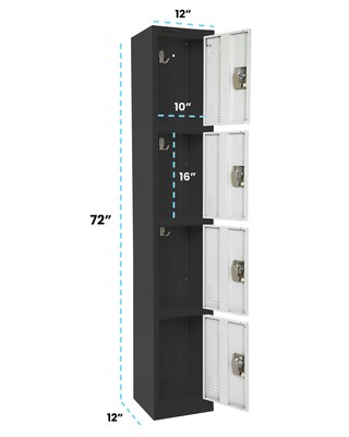 AdirOffice 72 4-Tier Black and White Storage Locker, 4/Pack (ADI629-204-B-W-PKG-4)