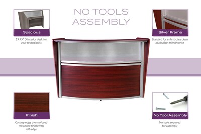 Regency Marque 72"W Curved Reception Desk Workstation, Mahogany (77310MH)